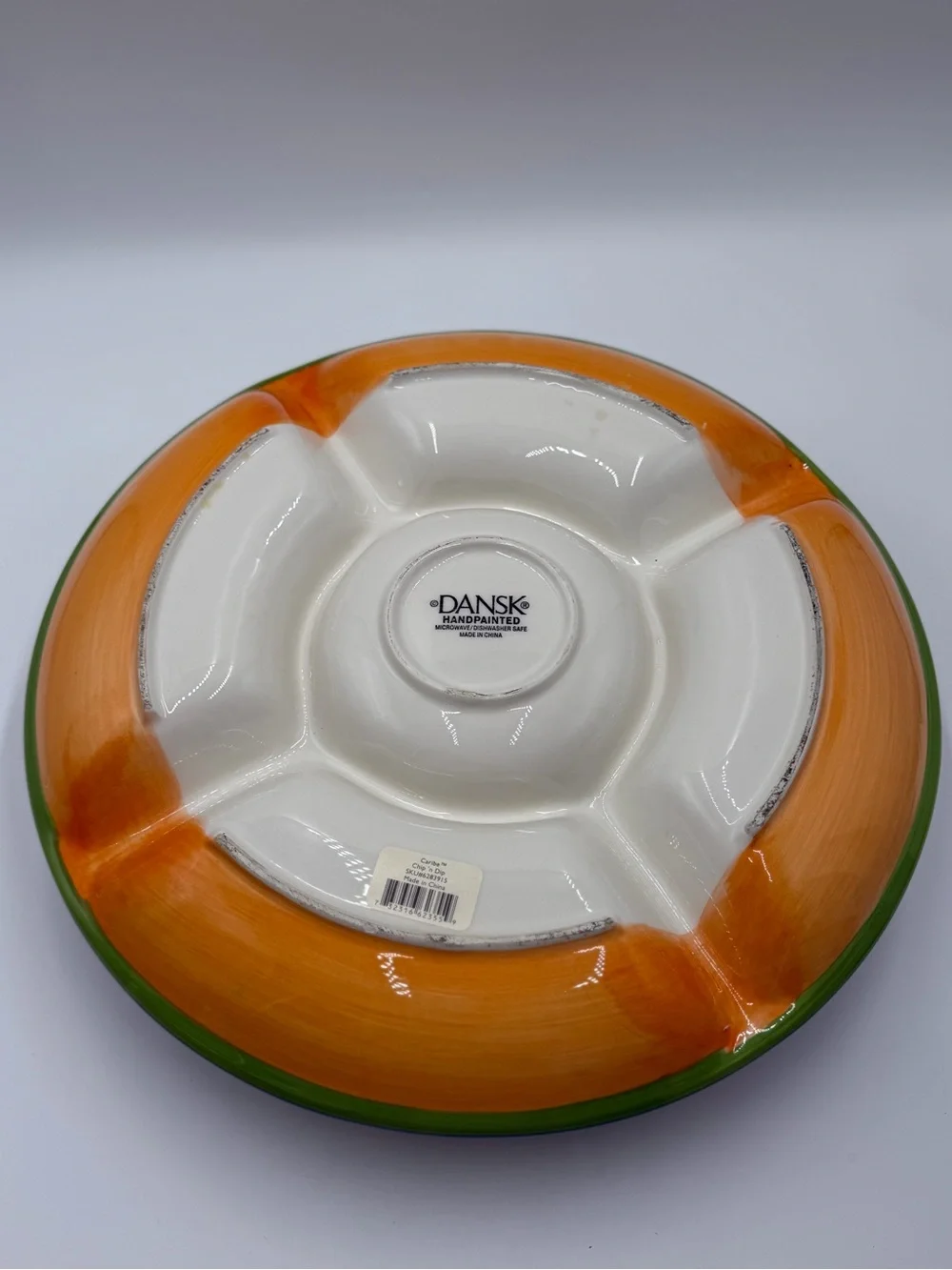 Dansk Handpainted Sectioned Server with White and Orange Accents